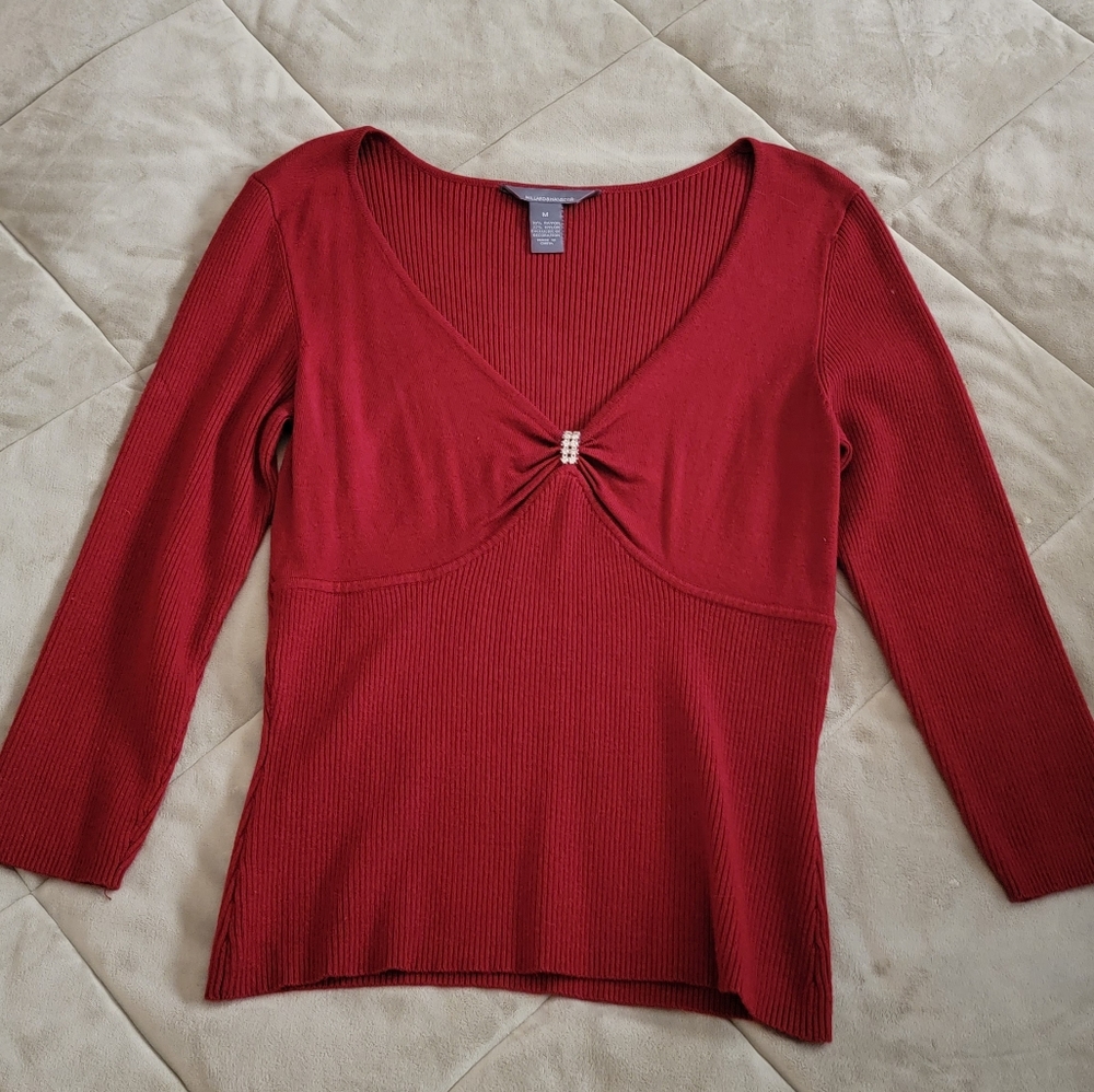 Cranberry dress sweater with rhinstones